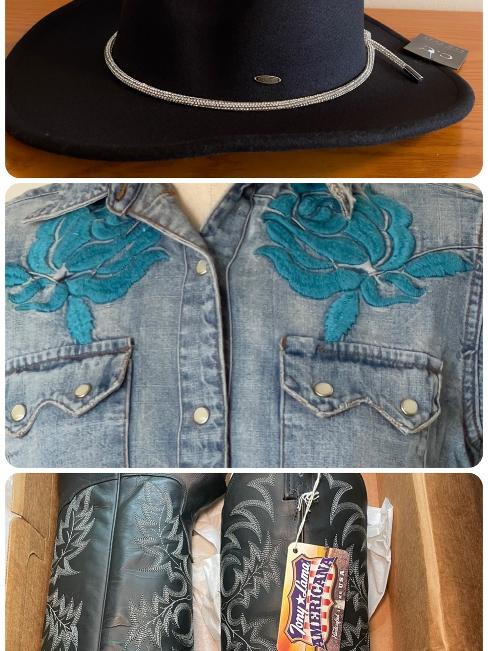 Tony Lama "Stallion" Black Western Boots with Silver Stitching 6.5EE 🤠 - Picture 9 of 9